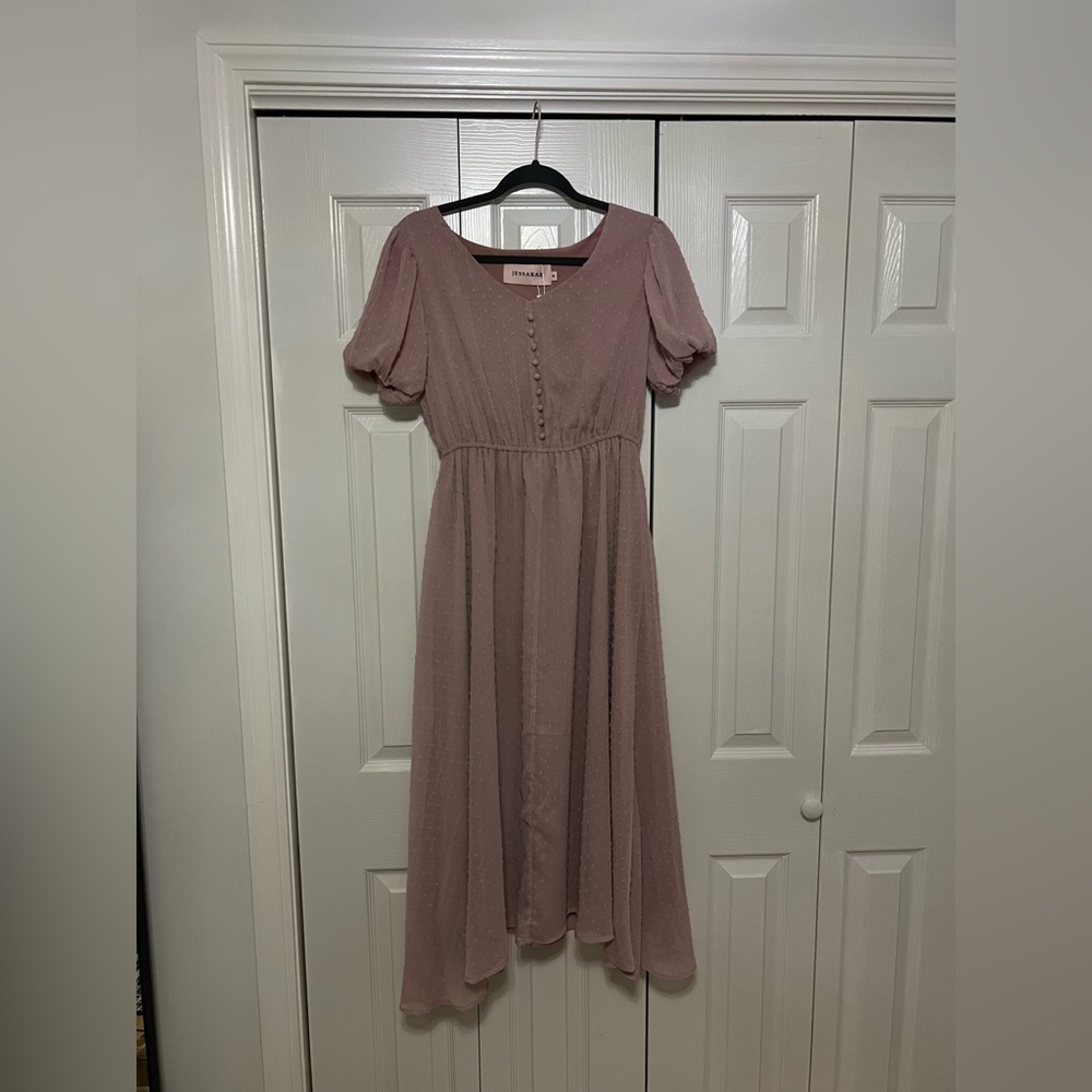 JessaKae Dusty Rose Button-Front Midi Dress